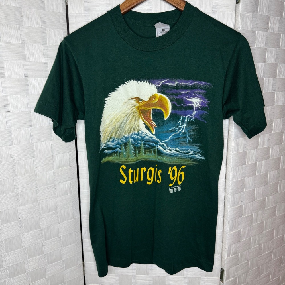 Vintage 1996 Sturgis Rally T-Shirt Black Hills Classic Eagle Mens Small USA